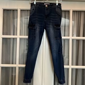 SWS Denim Co dark wash high rise stretchy cargo denim joggers